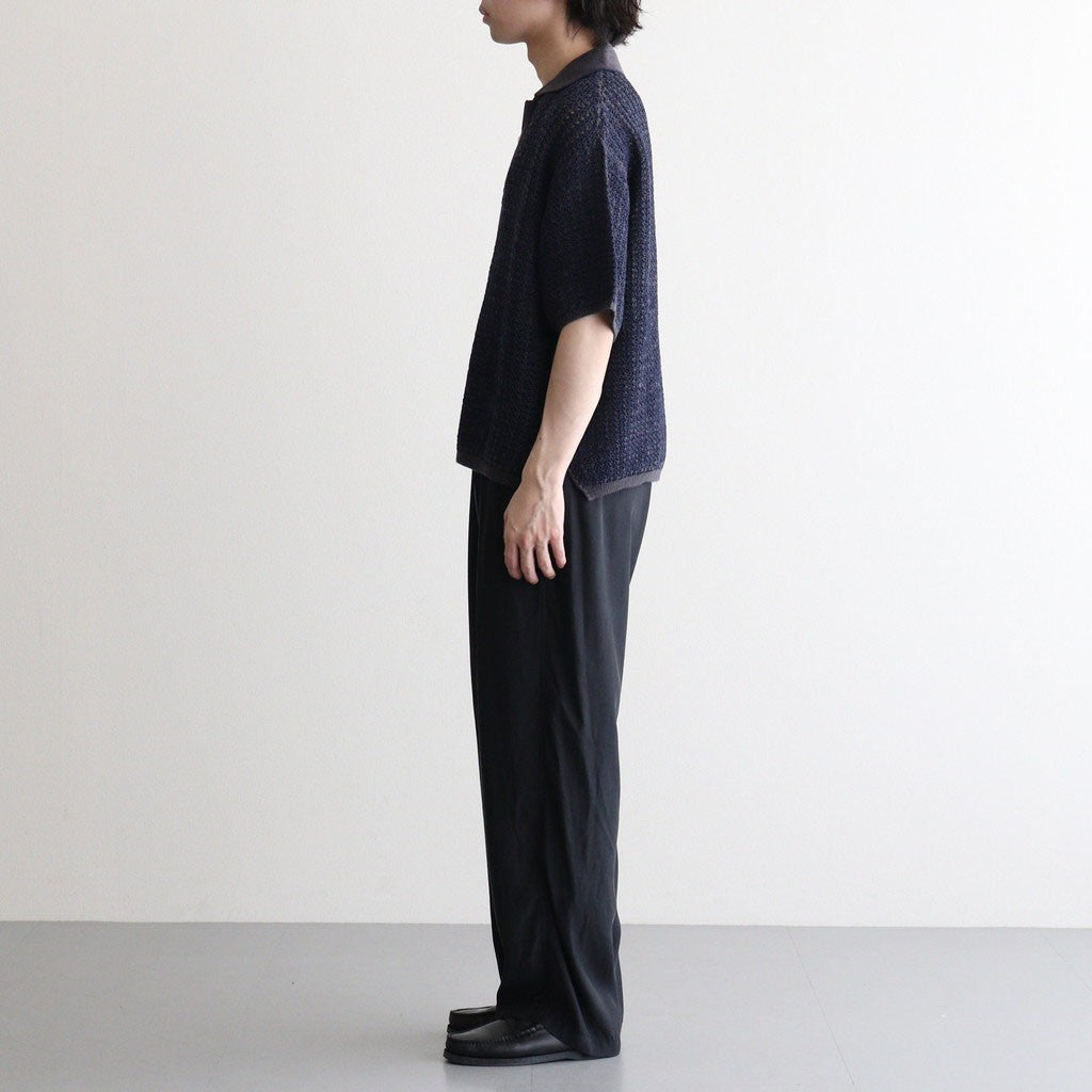 MESH KNIT SKIPPER POLO SHIRT #NAVY [YK26SS01298S]