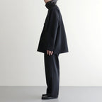 BLUEFACED WOOL TWO-TUCK SLACKS #CHARCOAL NAVY STRIPE [A26SP04BA]