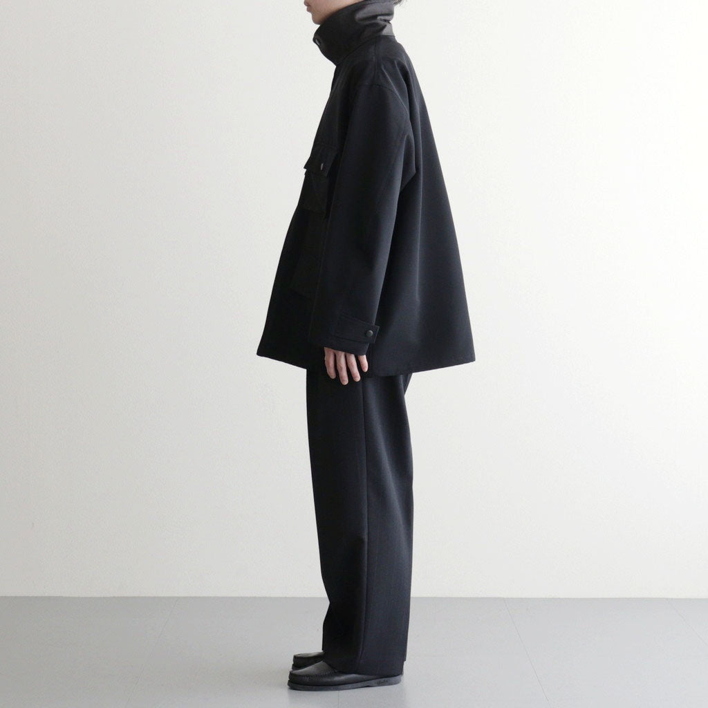BLUEFACED WOOL TWO-TUCK SLACKS #CHARCOAL NAVY STRIPE [A26SP04BA]