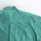 AIRY LIGHT COTTON CHECK BIG SHIRT #GREEN GINGHAM CHECK [A25SS01GC]