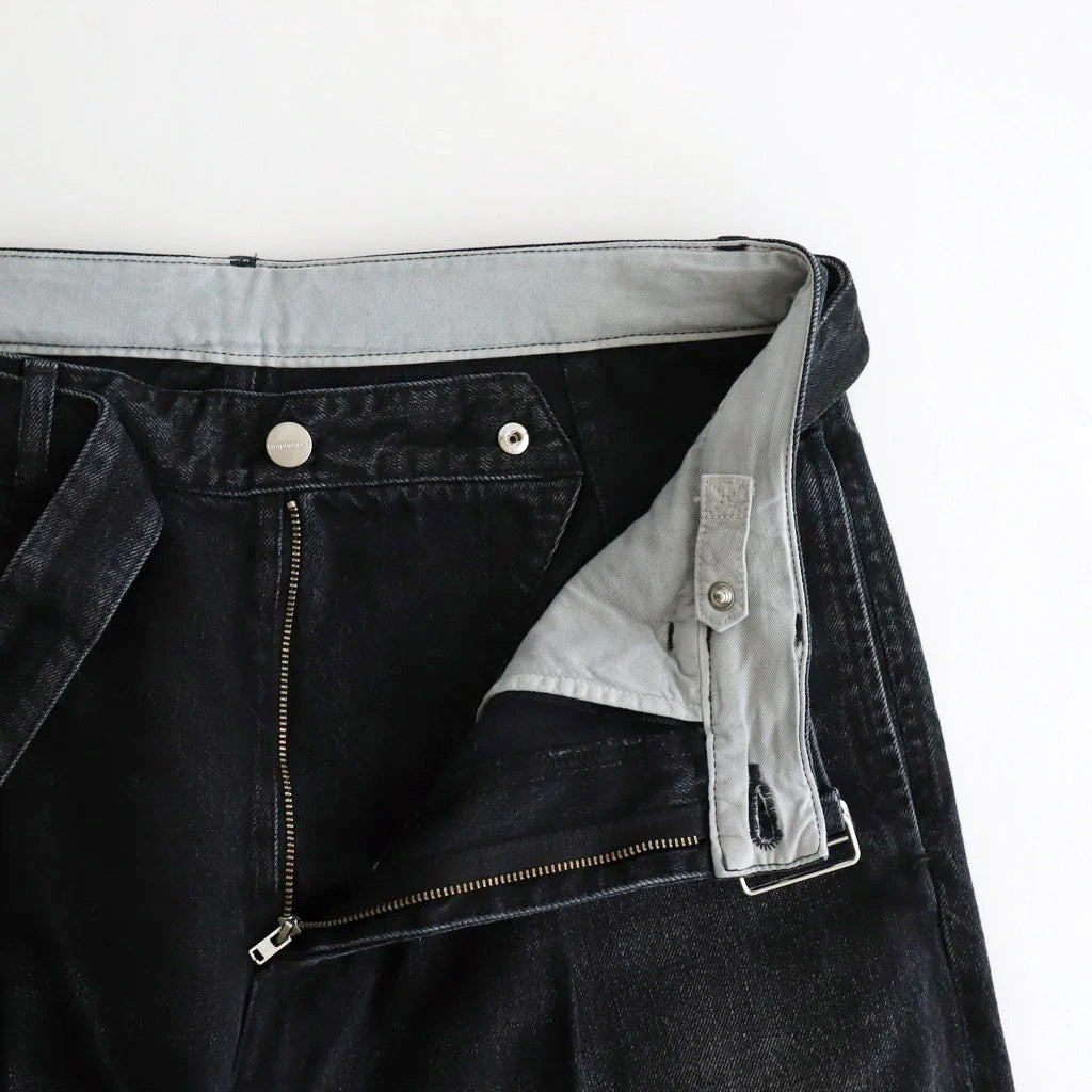 Selvage Denim Belted Pants #BLACK_DARK FADE [GU253-40064DB]