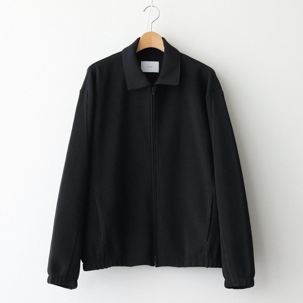 GRADATION PLEATS TWIST SLEEVE ZIP JACKET #BLACK [ST.1126]