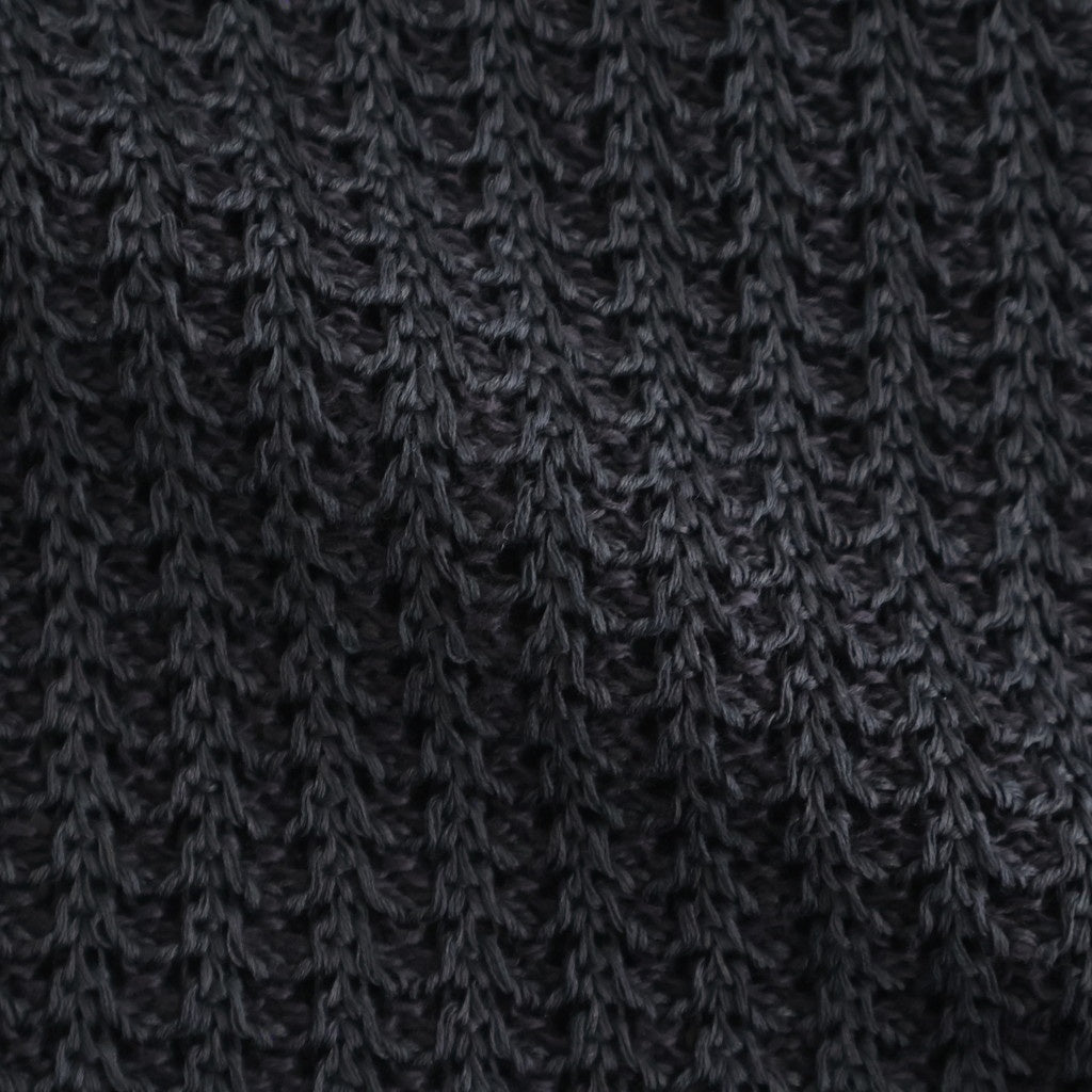 MESH KNIT SKIPPER POLO SHIRT #BLACK [YK26SS01298S]