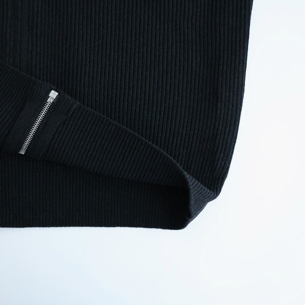 SUPER FINE WOOL RIB KNIT ZIP CARDIGAN #TOP BLACK [A26AC01RK]