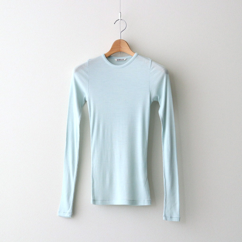 WOOL SILK SOFT RIB L/S TEE #LIGHT BLUE [A26AP01WS]