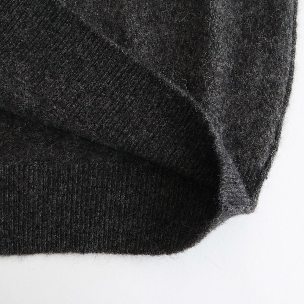 WOOL/ALPACA KNIT CREW NECK LS #CHARCOAL [ST.1294]