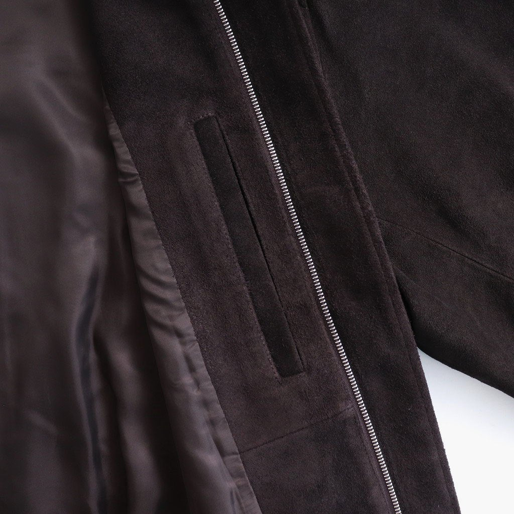 COW SUEDE ZIP SHORT JACKET #DARK BROWN [ST.1217]