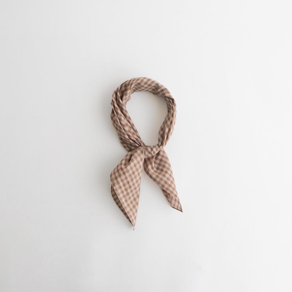 AIRY LIGHT COTTON CHECK SCARF #BROWN GINGHAM CHECK [A26SS05GC]