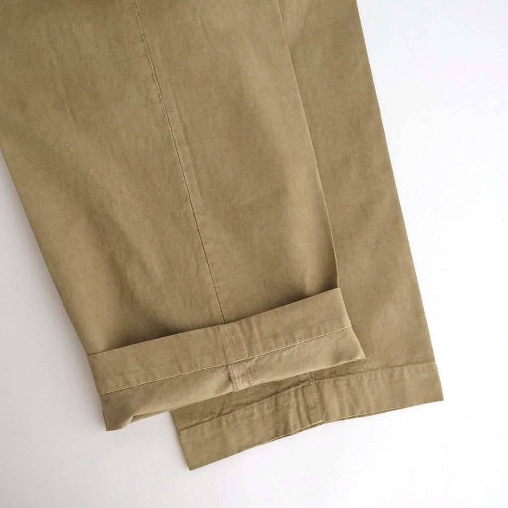 GARMENT-DYED FINX LIGHT CHINO ONE-TUCK WIDE PANTS #BEIGE [A26SP05LF]