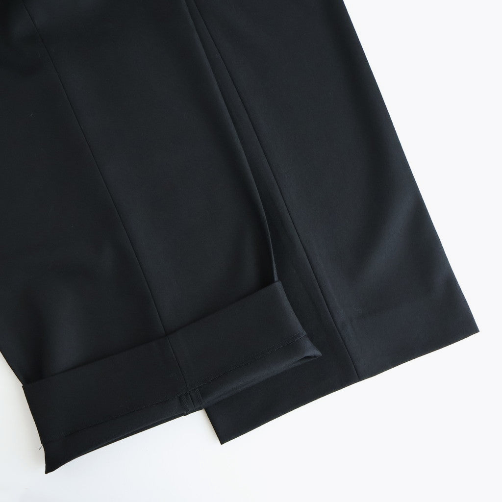 WOOL FLANNEL LONG WIDE TROUSERS #BLACK [ST.1258]