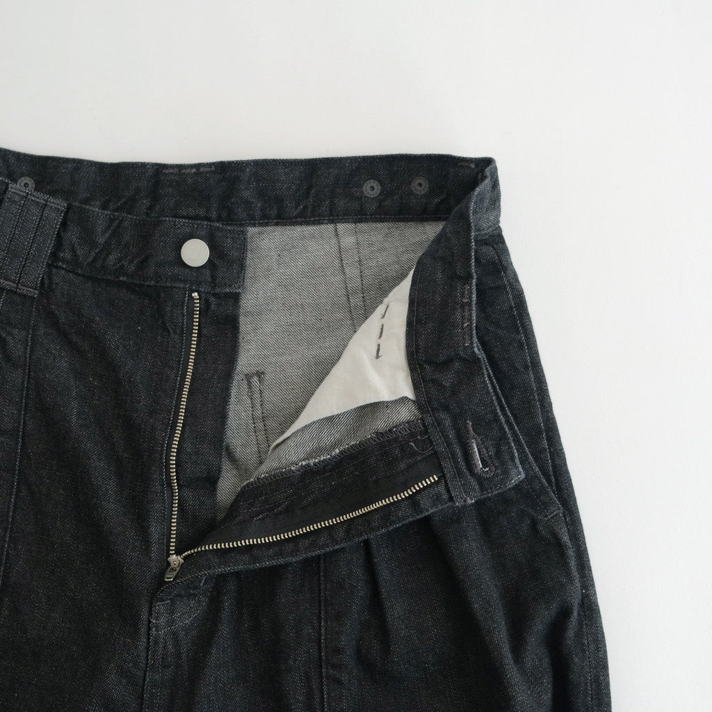 Denim 3pleated Wide-leg Trousers #BLACK [YK25FW01066P] - ciacura