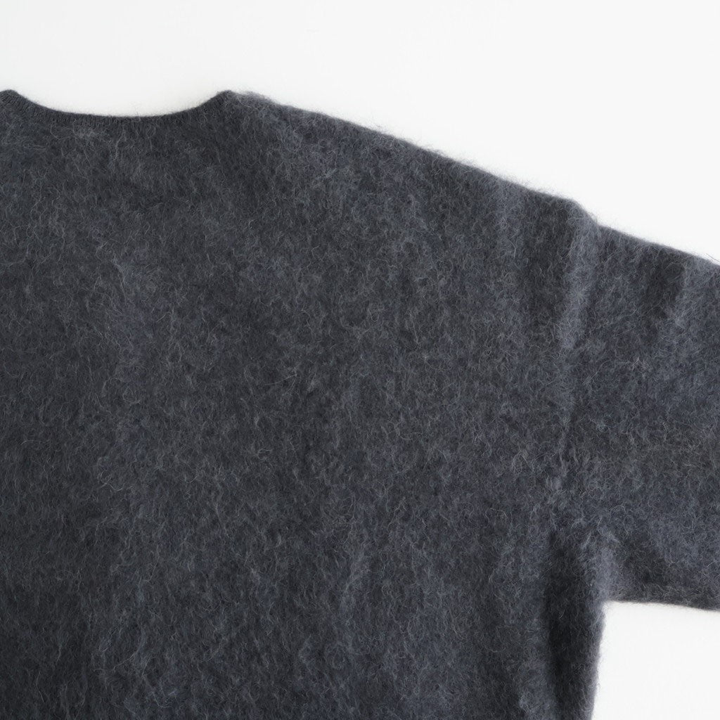 GARMENT-DYED BABY ALPACA FUR KNIT CREW-NECK CARDIGAN #DARK GRAY [A26AC01BA]