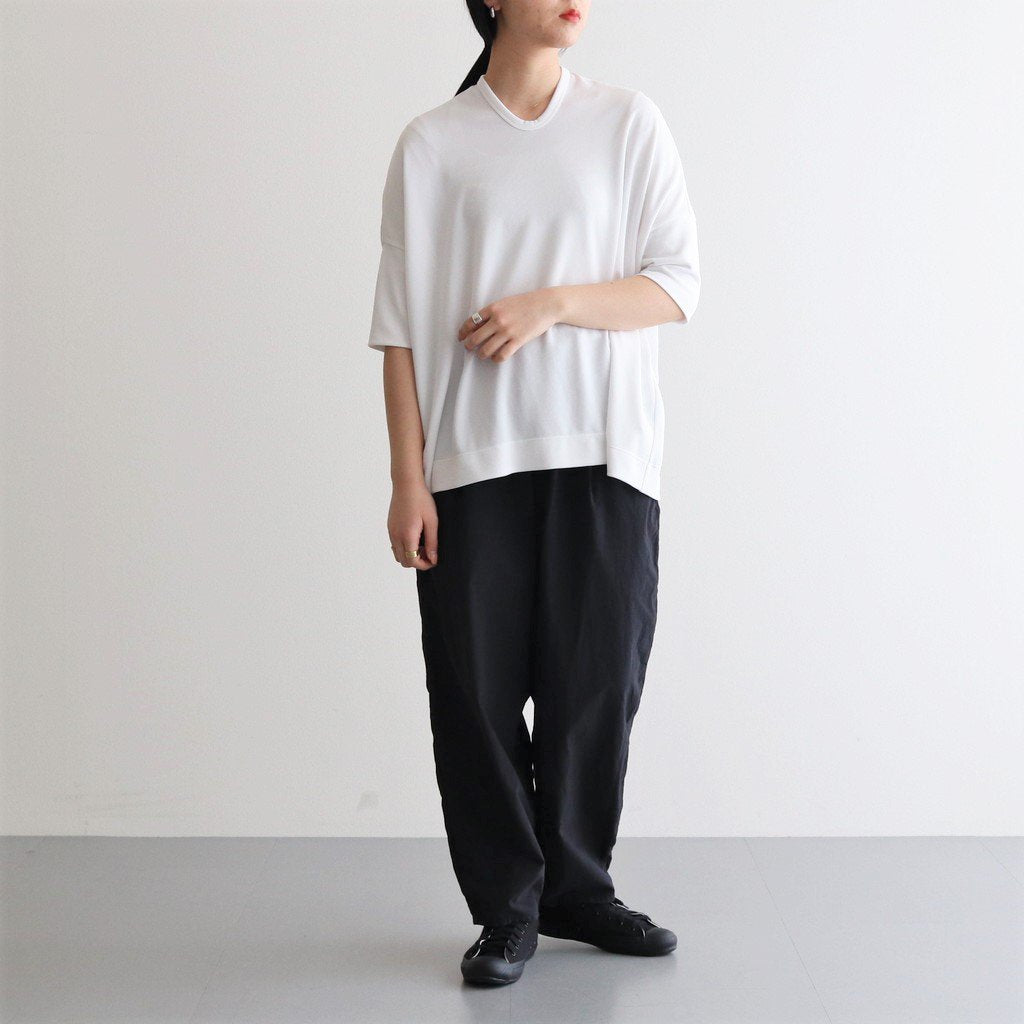 NRBO6T | マットポリエステル リブライクニット 6分袖Tシャツ #OFF WHITE [GE_NC0404T6]