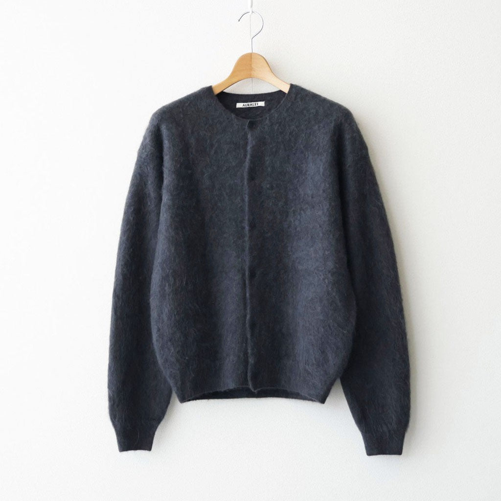 GARMENT-DYED BABY ALPACA FUR KNIT CREW-NECK CARDIGAN #DARK GRAY [A26AC01BA]