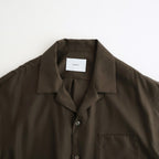 CUPRO TWILL OVERSIZED OPEN COLLAR SS SHIRT #DARK BROWN [ST.1462]