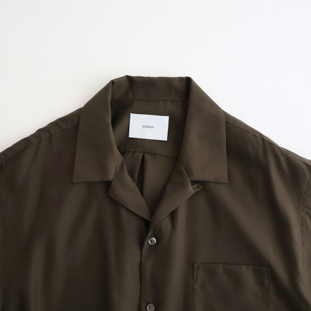 CUPRO TWILL OVERSIZED OPEN COLLAR SS SHIRT #DARK BROWN [ST.1462]