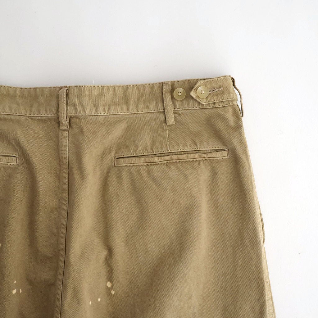 GARMENT-DYED FINX LIGHT CHINO ONE-TUCK WIDE PANTS #BEIGE