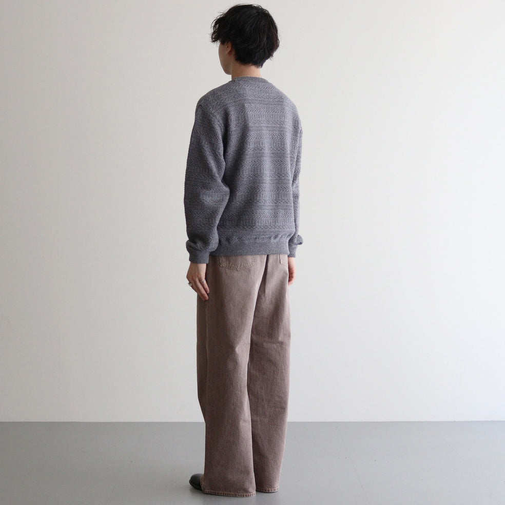 Fair Isle Links Knit #Blue gray [2403-005]