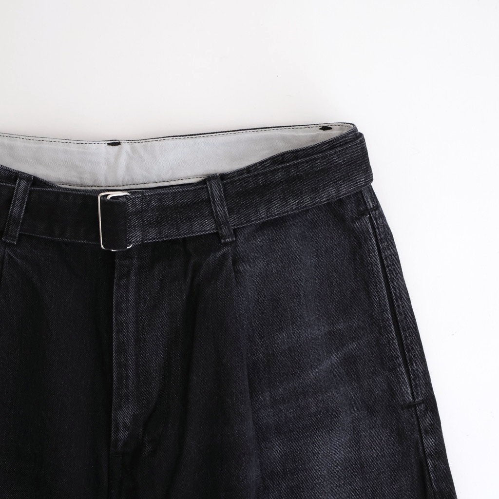Selvage Denim Belted Pants #BLACK_DARK FADE [GU261-40064DB]