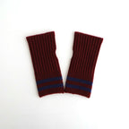 STRIPE SEAMLESS HAND WARMER ”MERINO LAMBS WOOL” #MAROON/NAVY BLUE [R5092-AW25]