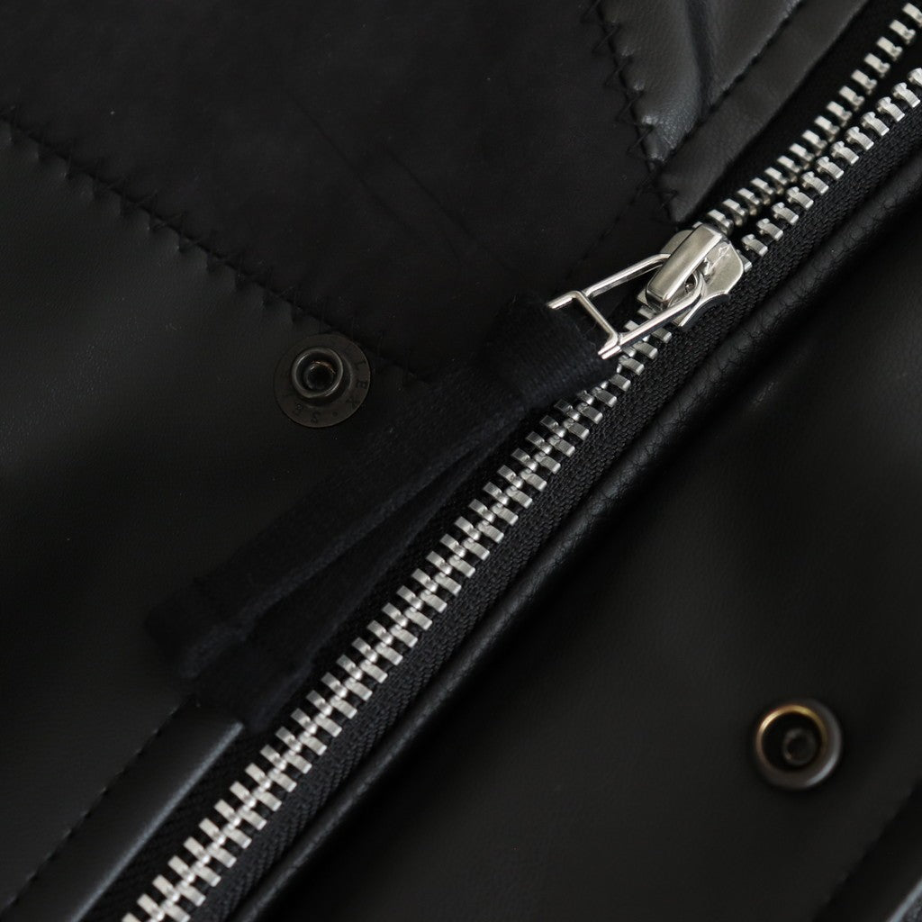 合皮MIXジップブルゾン #BLACK [HP-J011-051]