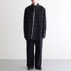 OVERSIZED LAYERED FLANNEL SHIRT #DARK NAVY CHECK [ST.463]