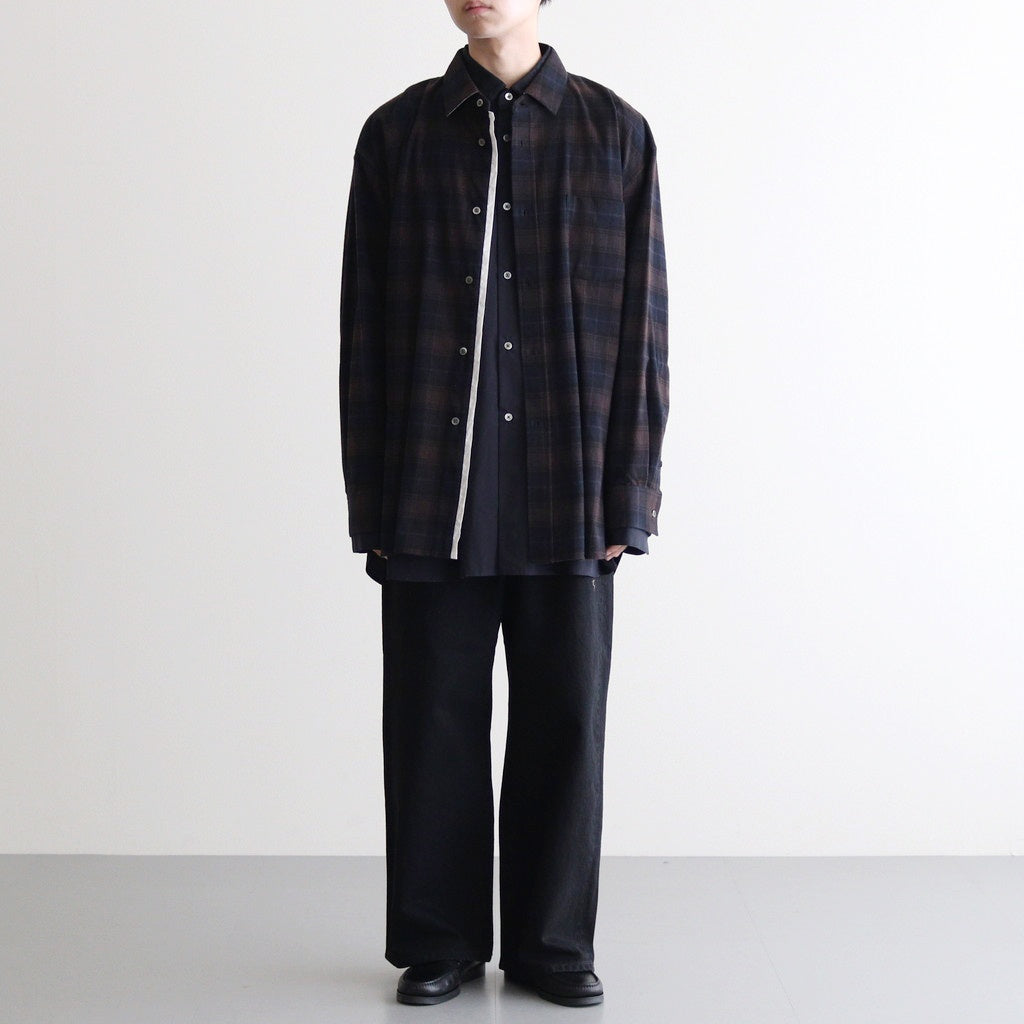OVERSIZED LAYERED FLANNEL SHIRT #DARK NAVY CHECK [ST.463]