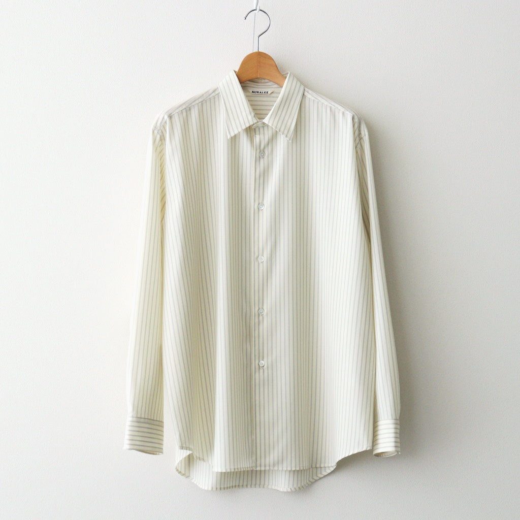SUPER FINE WOOL STRIPE SHIRT #IVORY WHITE STRIPE [A26SS01WW]