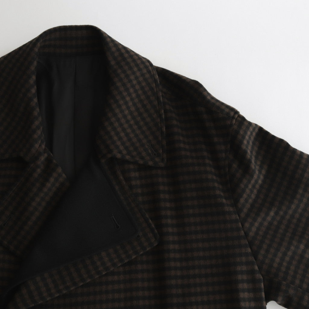 DOUBLE LAPELED DOUBLE BREASTED COAT #GINGHAM x BLACK [ST.603
