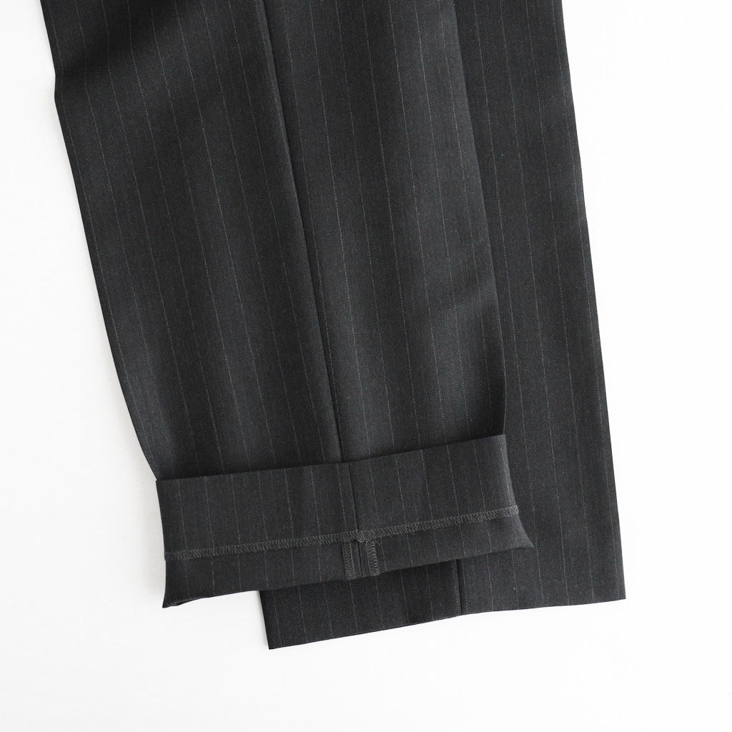 BLUEFACED WOOL TWO-TUCK SLACKS #CHARCOAL NAVY STRIPE [A26AP02BS]