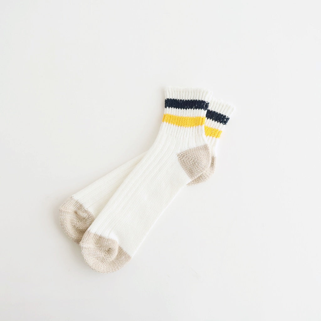 O.S. RIBBED ANKLE SOCKS #WHT/NVY/YEL [R1404-SS26]