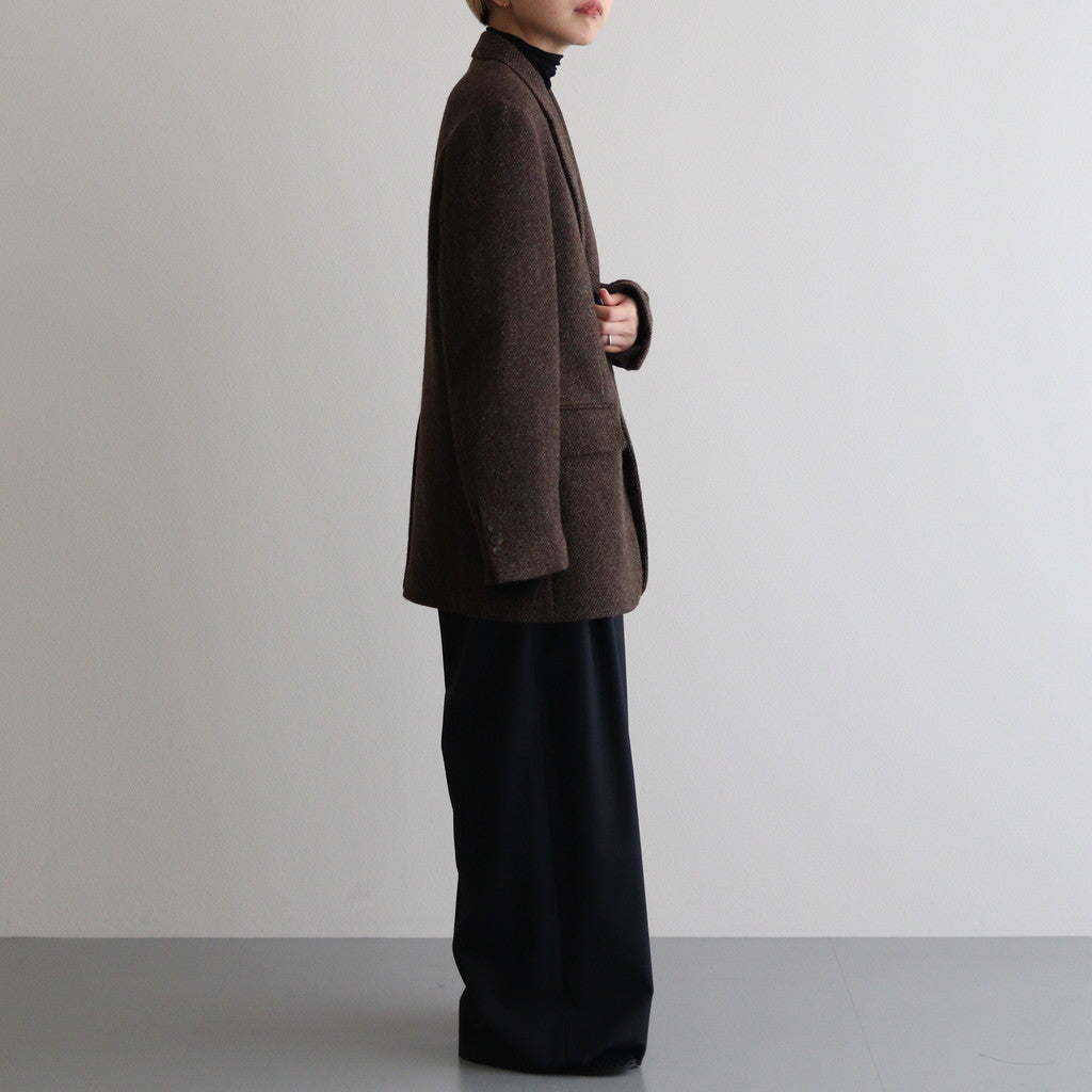 LAMA SHETLAND WOOL TWEED OVER JACKET #BROWN TWEED [A24AJ06LS]