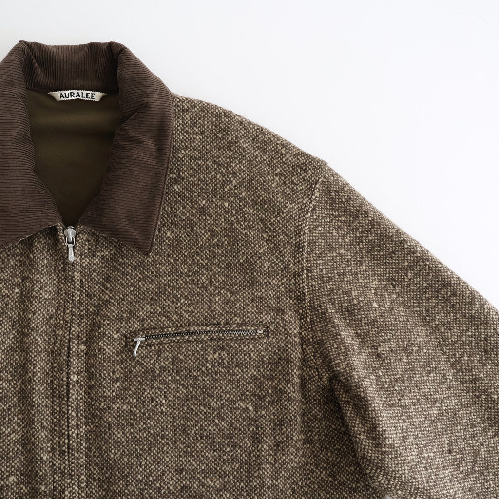 HOMESPUN TWEED ZIP BLOUSON #BROWN [A25AB01HT]