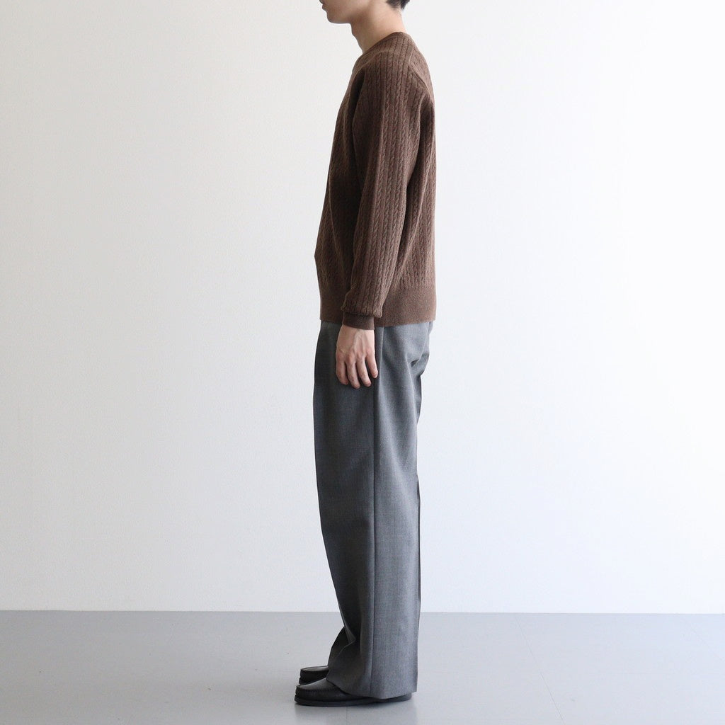 BLUEFACED WOOL TWO-TUCK SLACKS #GRAY STRIPE [A25AP05BS]