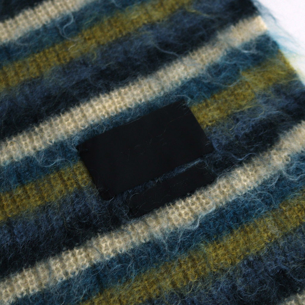 MOHAIR BORDER LONG STOLE #YELLOW×PEACOCK [YK24FW0825A]