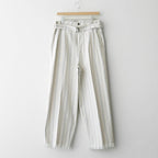 STRIPE BELTED WIDE LEG TROUSERS #IVORY [YK24SS0641P]