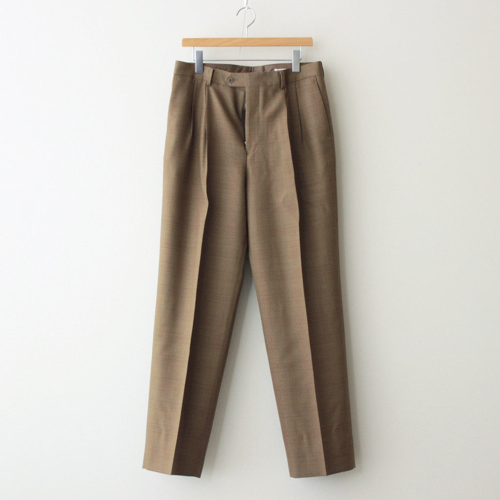 BLUEFACED WOOL TWO-TUCK SLACKS #BROWN CHECK [A25SP02BA]