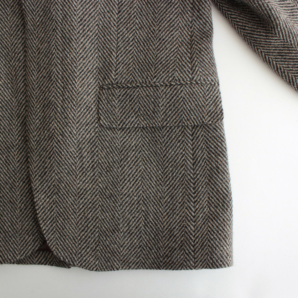 LAMA SHETLAND WOOL TWEED OVER JACKET #KHAKI TWEED [A24AJ06LS]