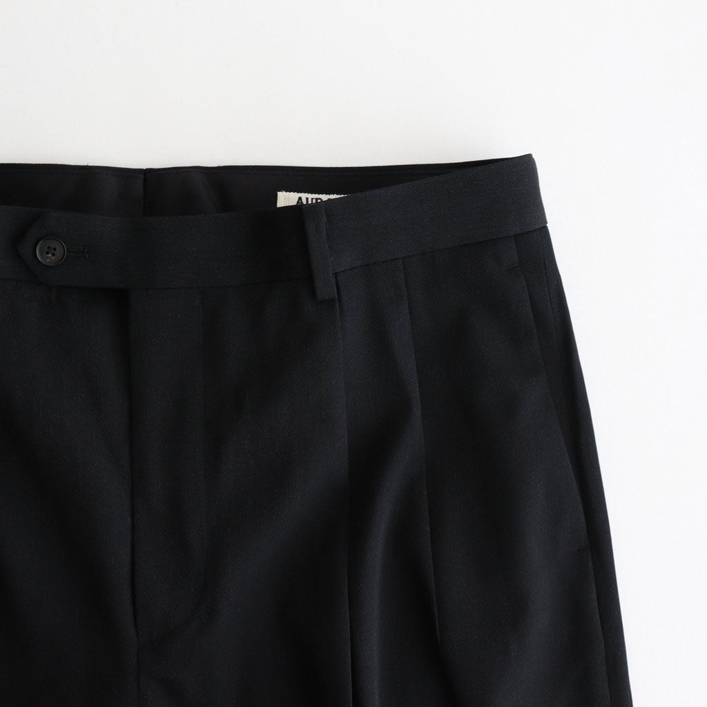 LIGHT WOOL MAX GABARDINE TWO-TUCK SLACKS #TOP BLACK [A25AP03MG