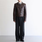 HEAVY LAMB LEATHER RIDERS JACKET #DARK BROWN [A25AB01LA]