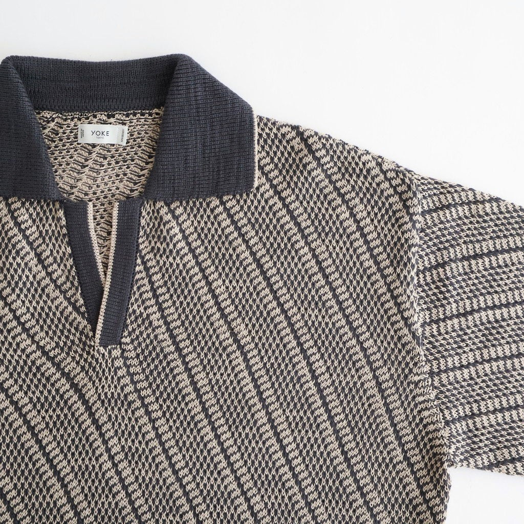 Diagonal Knit Skipper Shirt #OFF BEIGE [YK26SS01251S]