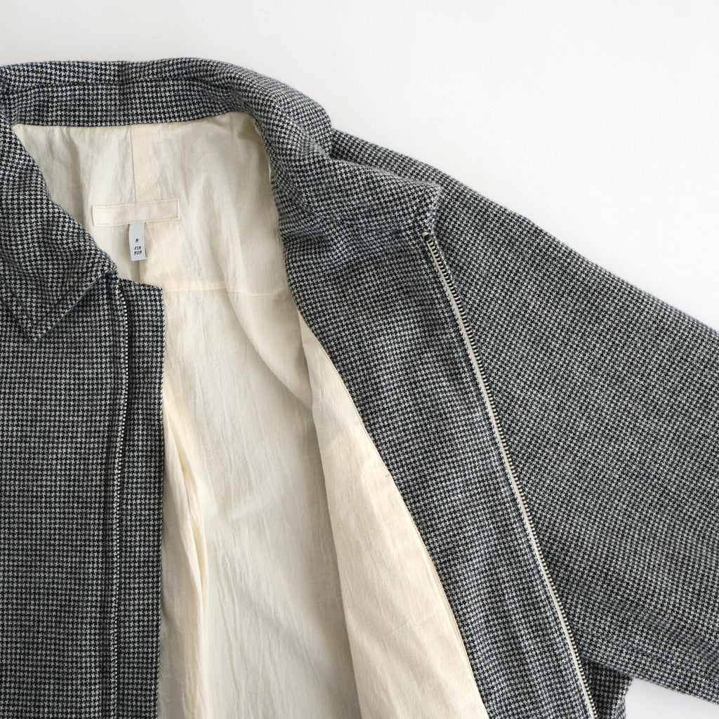 FDRSJK - ウール・千鳥 フロントジップジャケット #09 White × Black [SN_FR1403JK]
