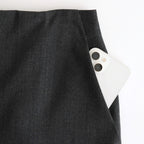 WOOL KID MOHAIR HOP SACK SLIT SKIRT #TOP CHARCOAL [A25SS06MH]