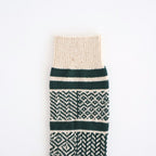 MULTI JACQUARD CREW SOCKS #IVORY/D.GREEN [R1337-AW25]