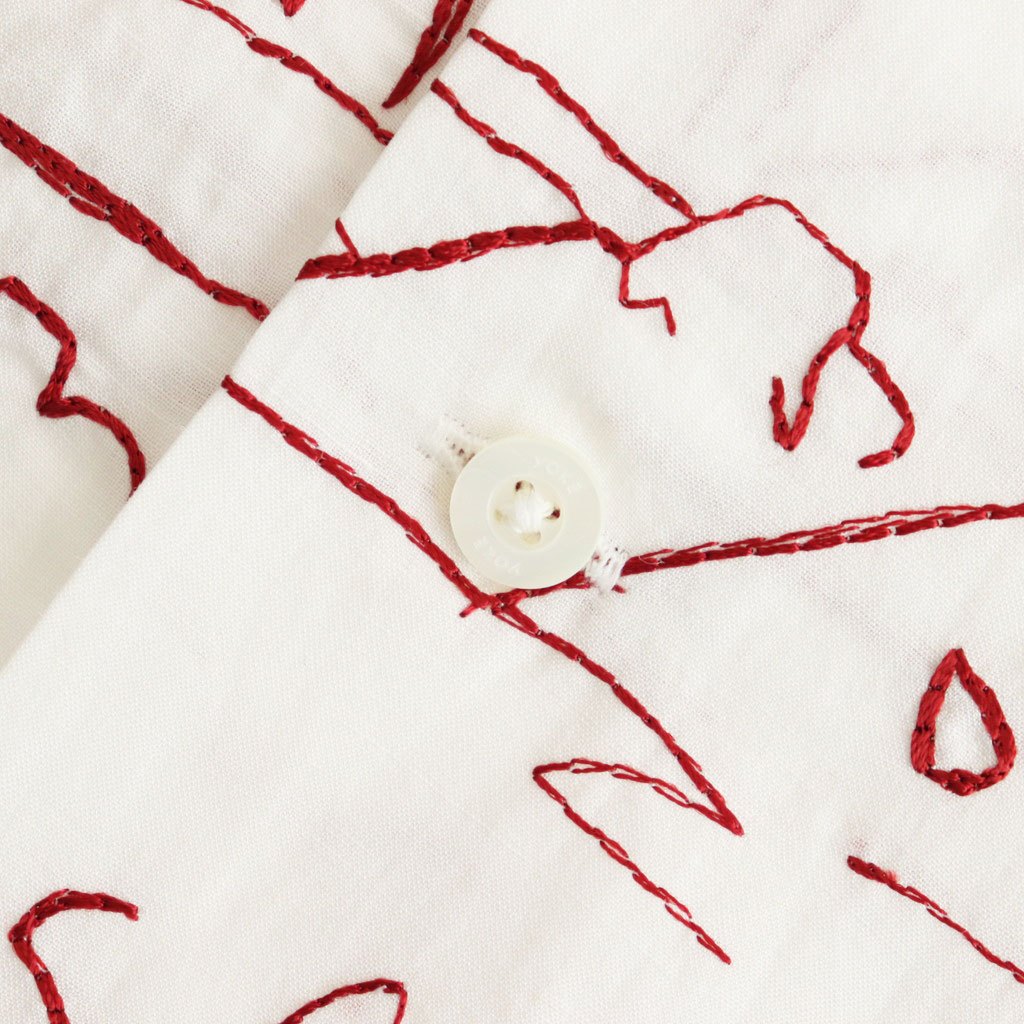 EMBROIDERY OPEN COLLAR SHIRT #WHITE [YK25SS001004SH]