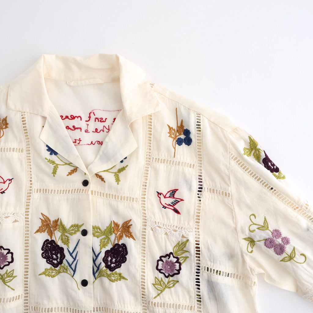 Embroidery Patchwork Shirts #ECRU [12610428]