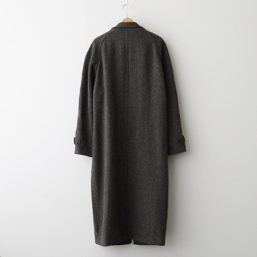 ALPACA WOOL SILK TWEED SOUTIEN COLLAR COAT #GRAY BROWN HAIRLINE [A25AC01LS]