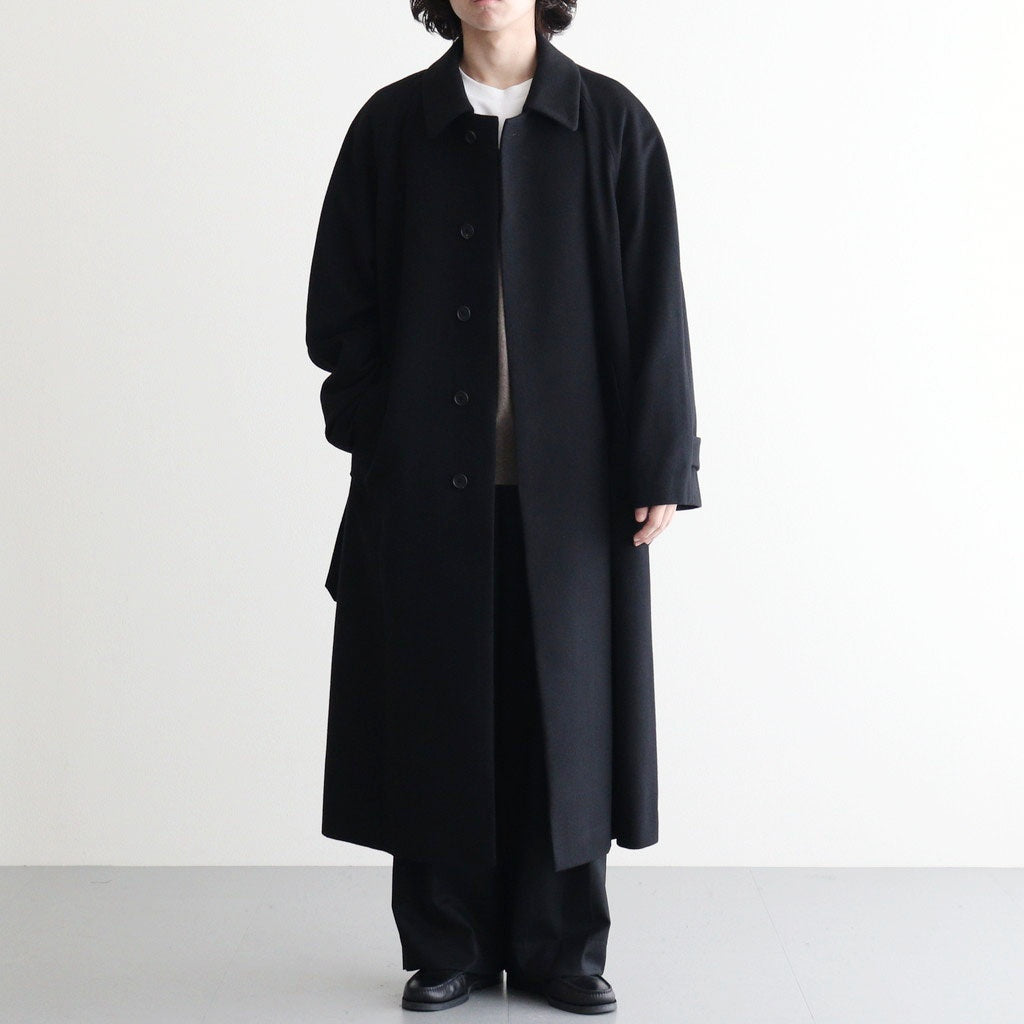 WOOL CASHMERE RAGLAN SLEEVE BALMACAAN COAT #BLACK [ST.1535
