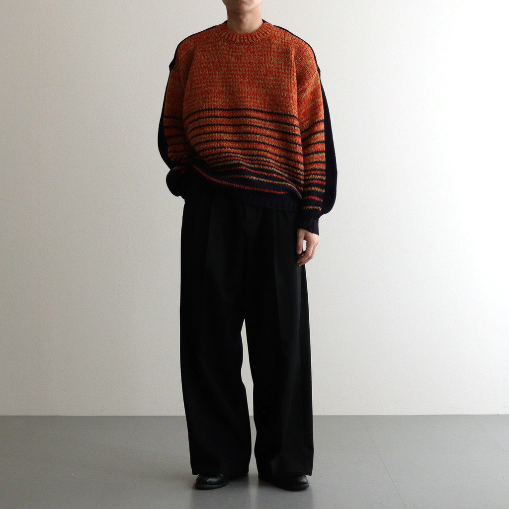 COLOR COMBINATION KNIT LS #ORANGE × NAVY [ST.713]