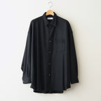 Wool Smooth Flannel Oversized Regular Collar Shirt #BLACK [GU253-50221B]